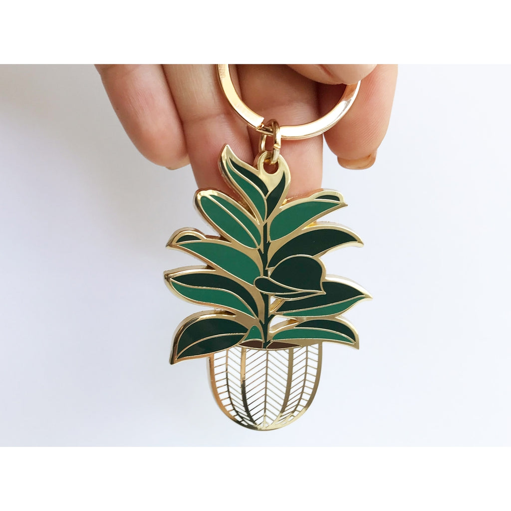 Rubber Tree Plant Keychain
