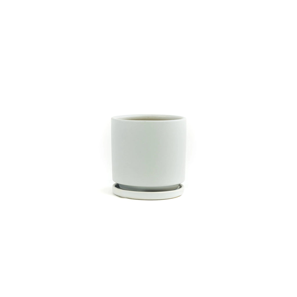 6.25" Gemstone Cylinder Pot with Water Tray - Stone