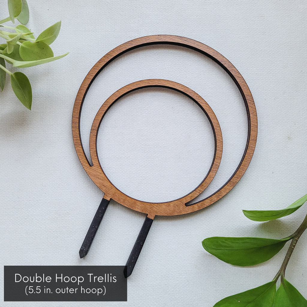 Wood Double Hoop Plant Trellis