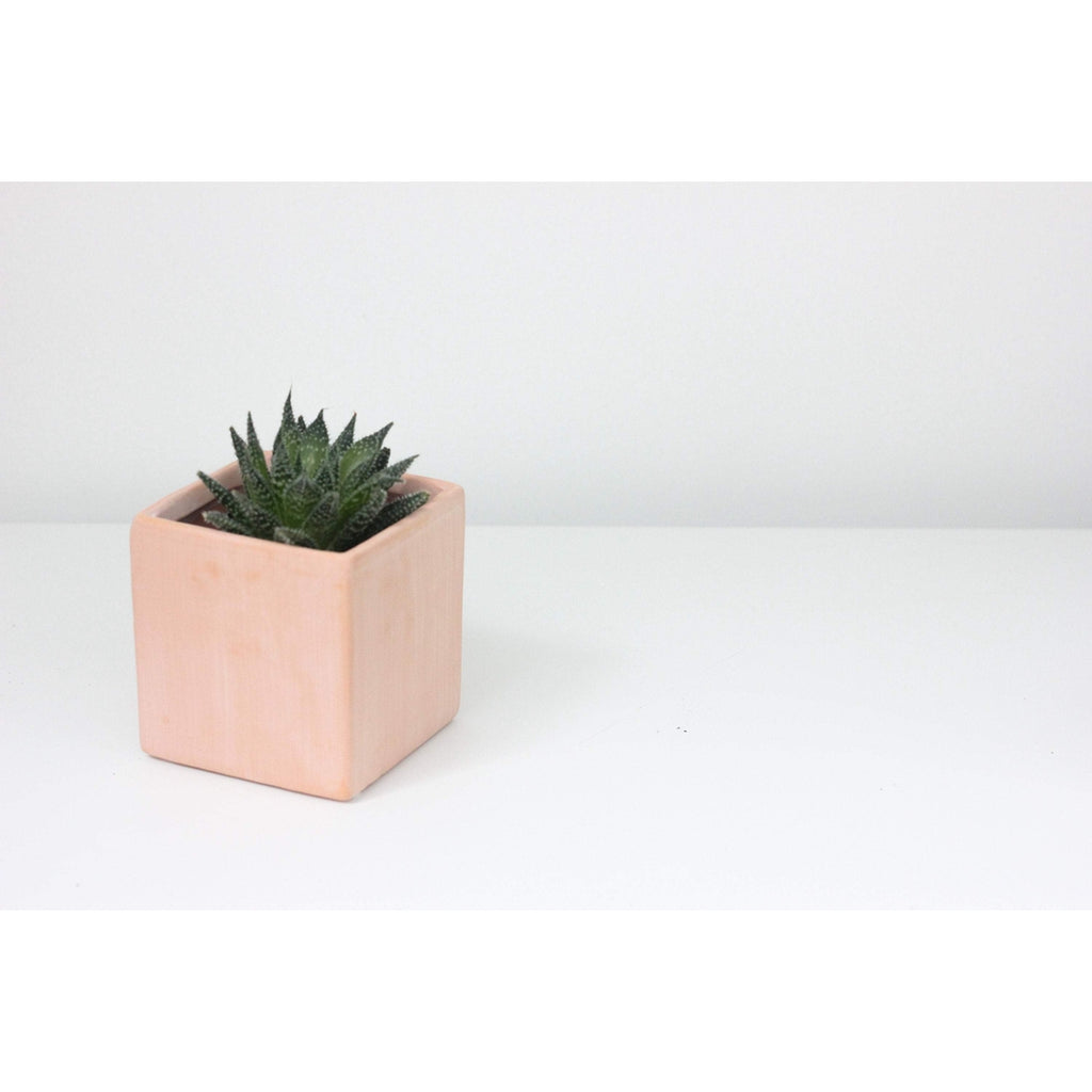 Mini Terracotta Blush Pink Cube Planter